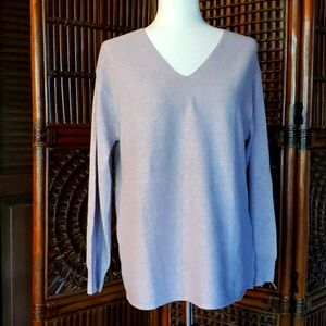 ELLA MOSS Sweater - Cozy Mauve V-Neck Ribbed Knit - Sz Med